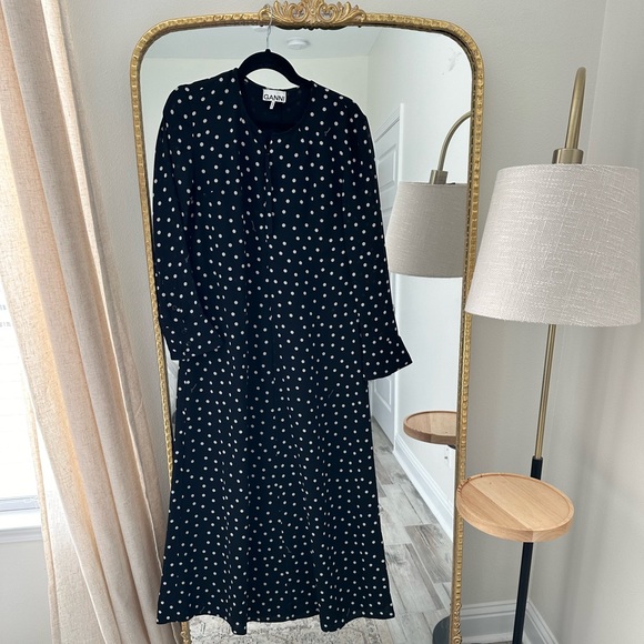 GANNI Black and White Logo Dress - Picture 6 of 8